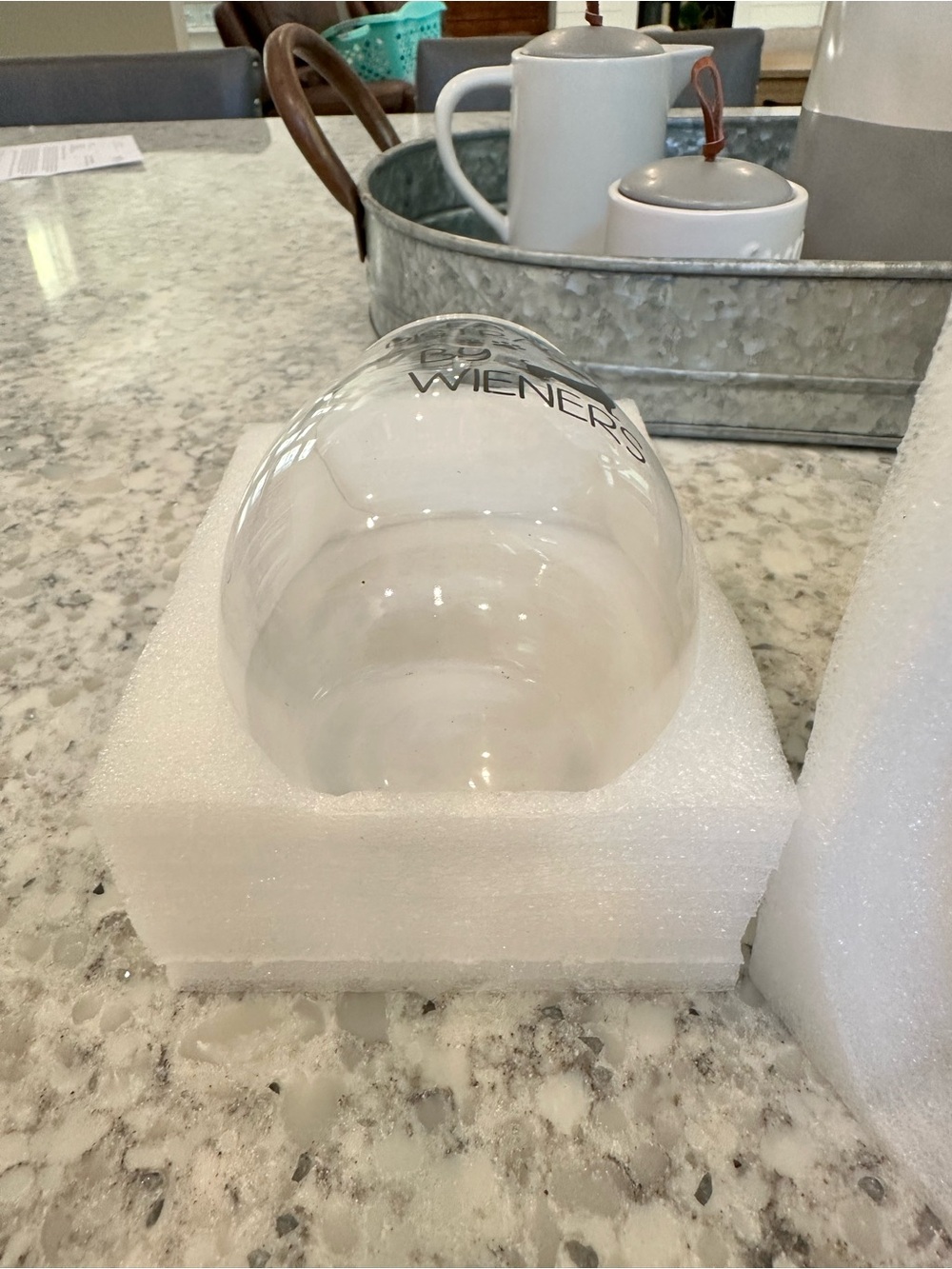 Easily Distracted by Wieners Stemless Wine Glass - Picture 3 of 5